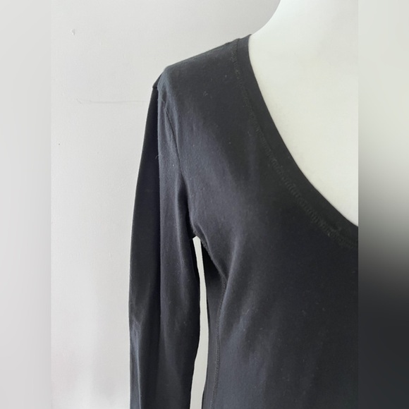 Standard James Perse V-Neck Long Sleeve Knit Dress Black size 3 - Picture 4 of 13